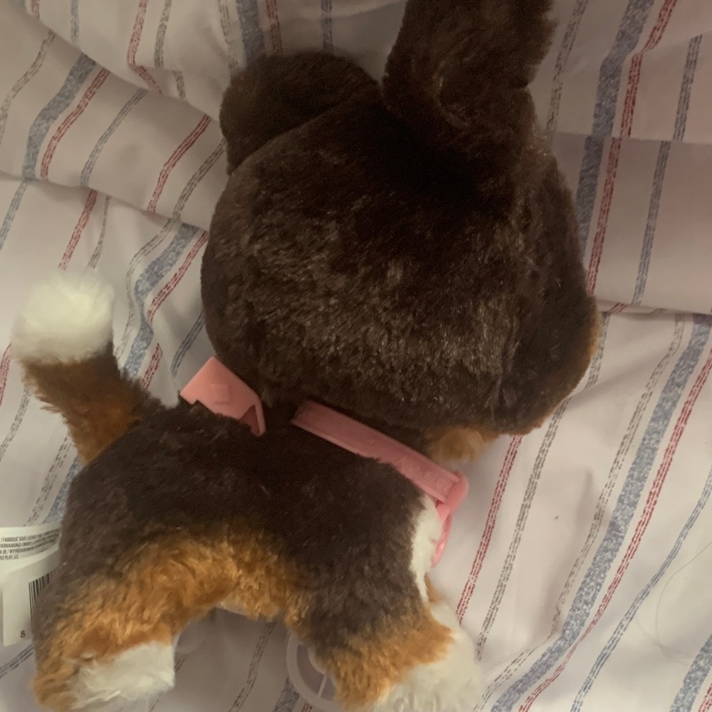 Adorable Brown and White Plush Puppy Toy - Picture 6 of 8